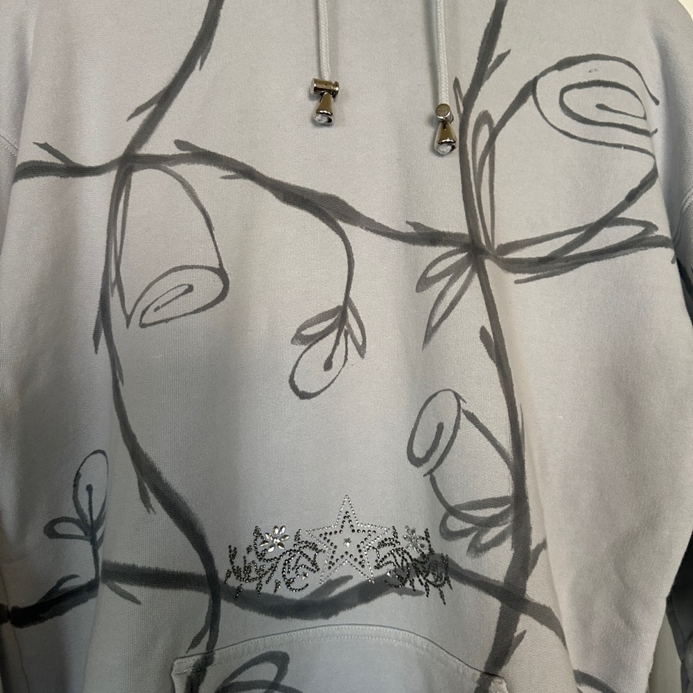 Collina Strada Women Hoodie Silver Roses Rhinestone - Picture 2 of 11